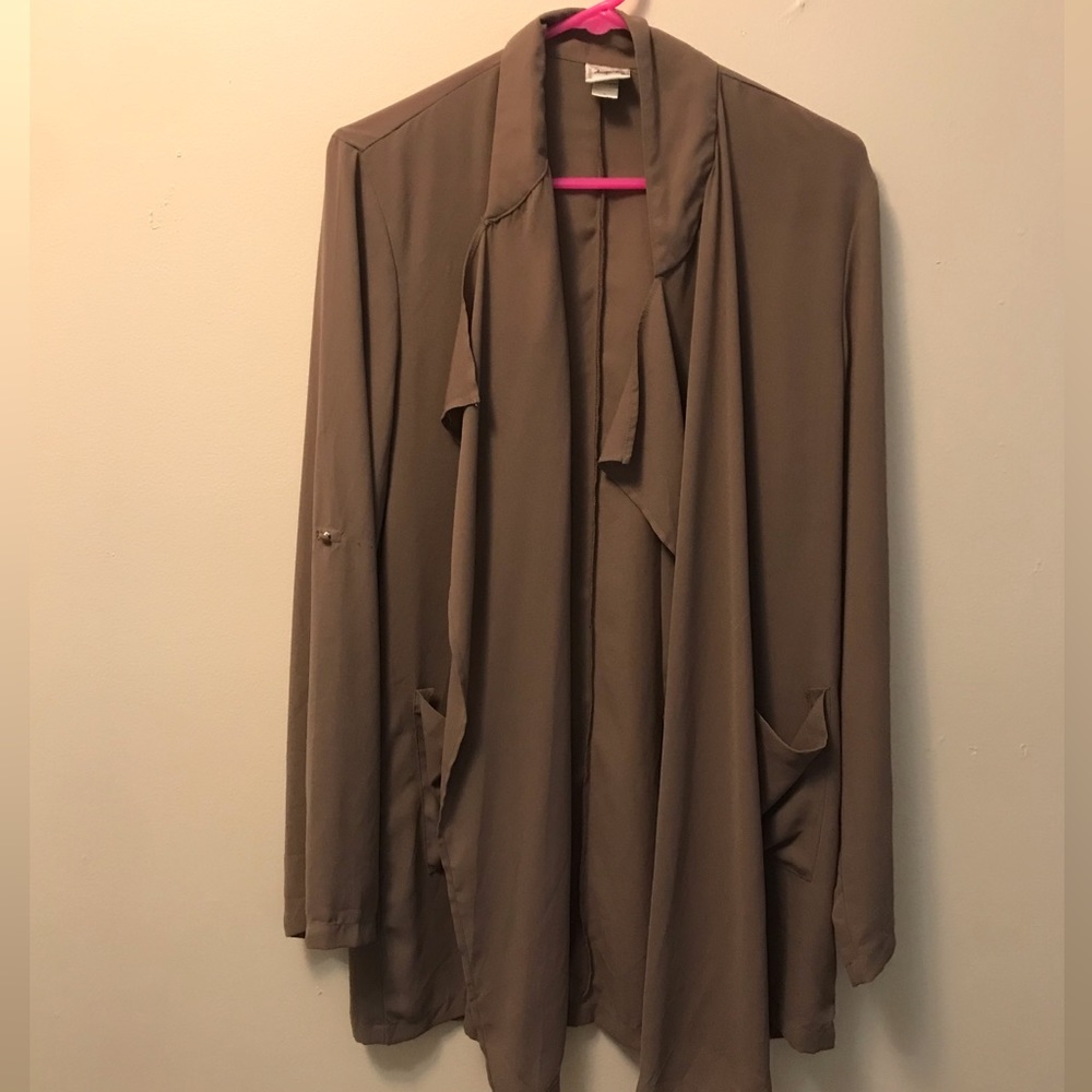 Longline Taupe Open Cardigan Cover Up